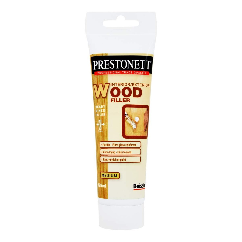 Prestonett Ready Mixed Interior/Exterior Wood Filler - Medium 125ml