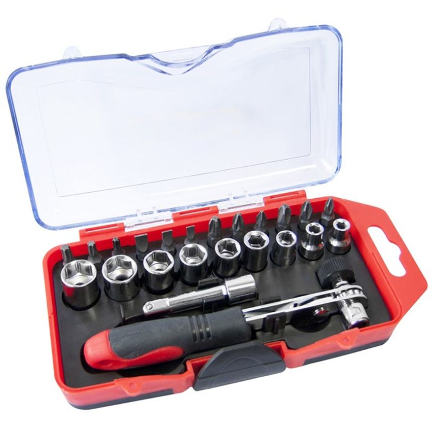 Amtech 23 Piece Offset Ratchet Handle, Bit & Socket Set