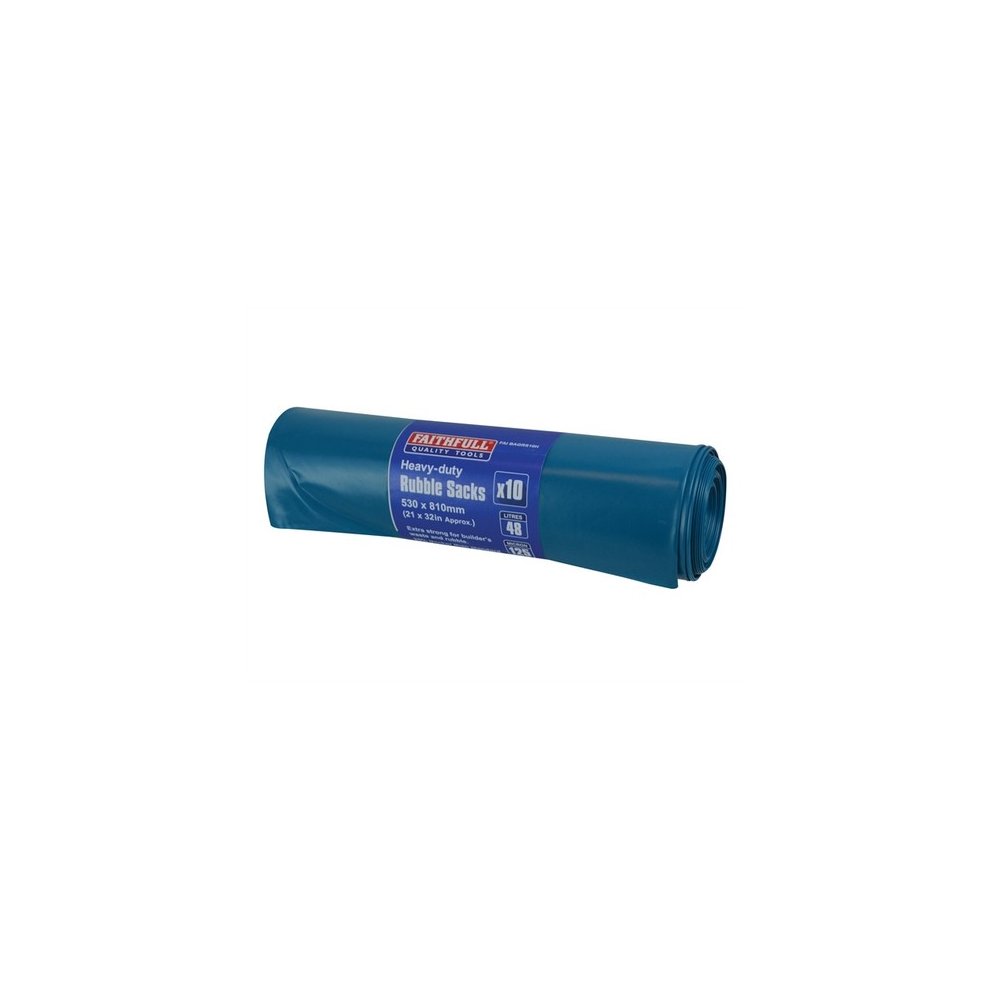 Faithfull Blue Heavy-Duty Rubble Sacks (Roll 10)