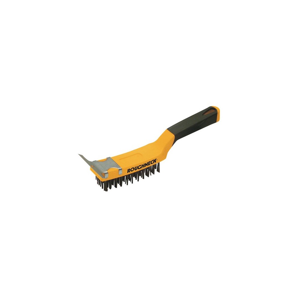 Roughneck Carbon Steel Wire Brush Soft Grip with Scraper 300mm (12in) - 4 Row