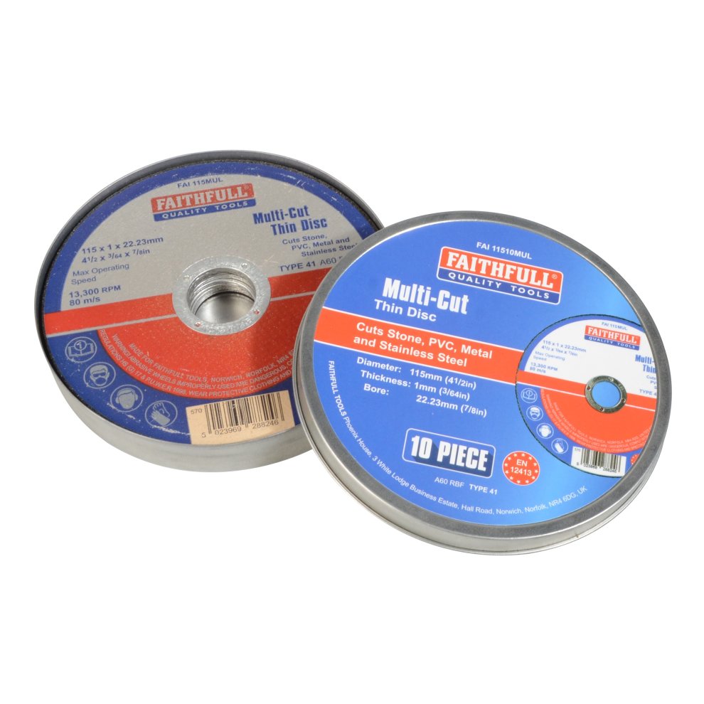 Faithful Multi-Purpose Cutting Disc 115 x 1.0 x 22.23mm (Pack 10)