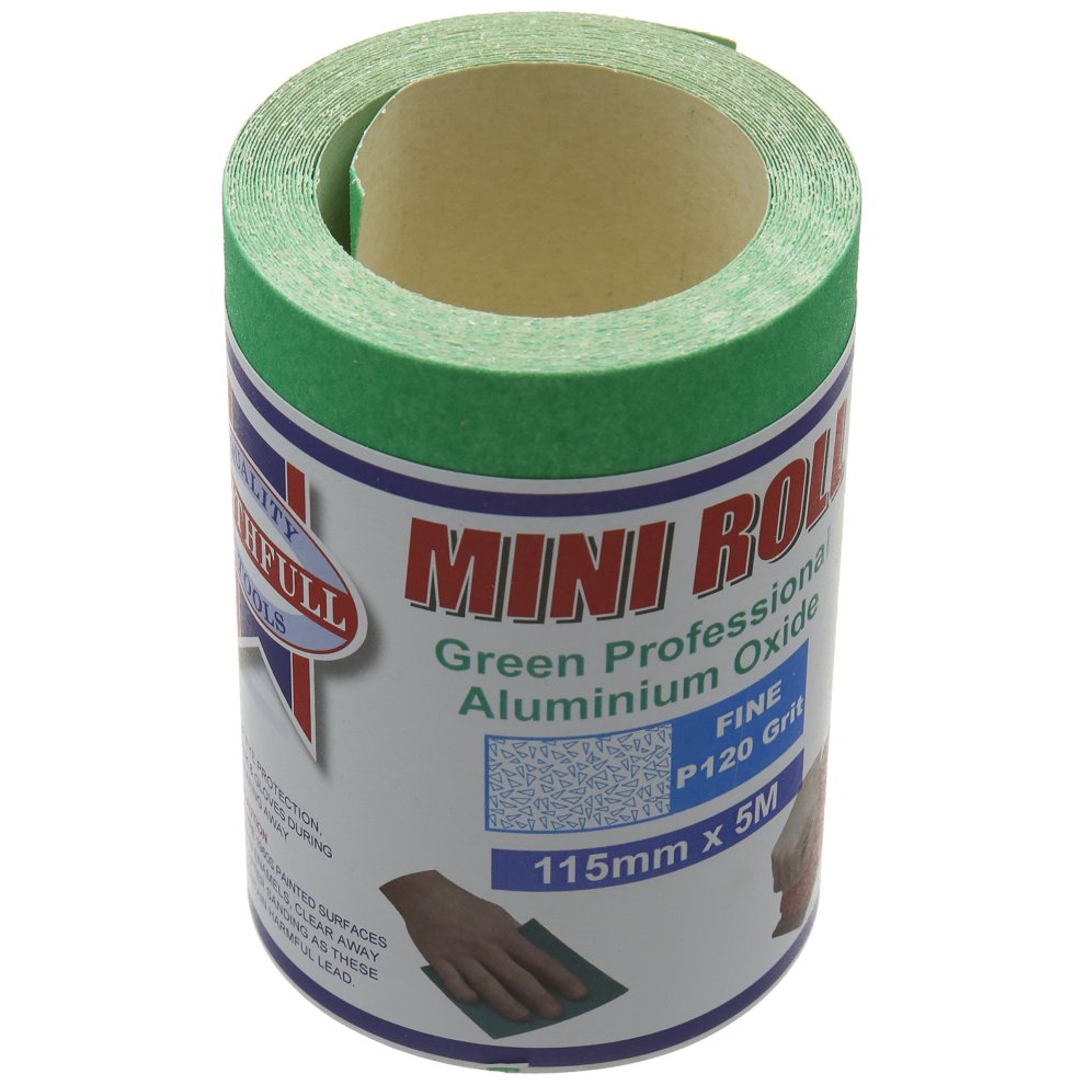 Faithfull Aluminium Oxide Sanding Paper Roll Green 115mm x 5m 120G