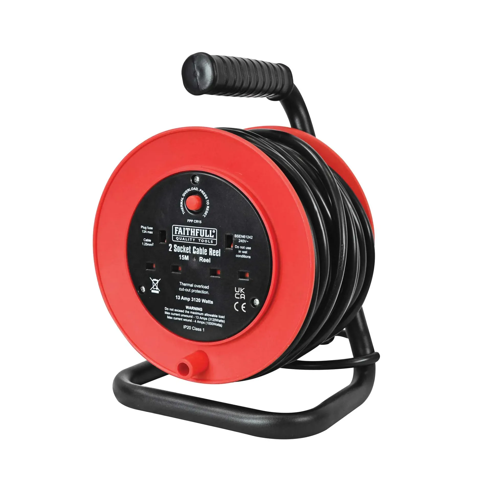 Faithfull Open Cable Reel 240V 50M 13A