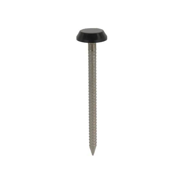 [POLYNAIL050BL] Plastic Headed Nails Black - 50 x 3.2mm Box:100
