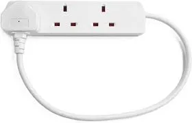 3 Socket 2M 13A Surge Compact Extension Lead White