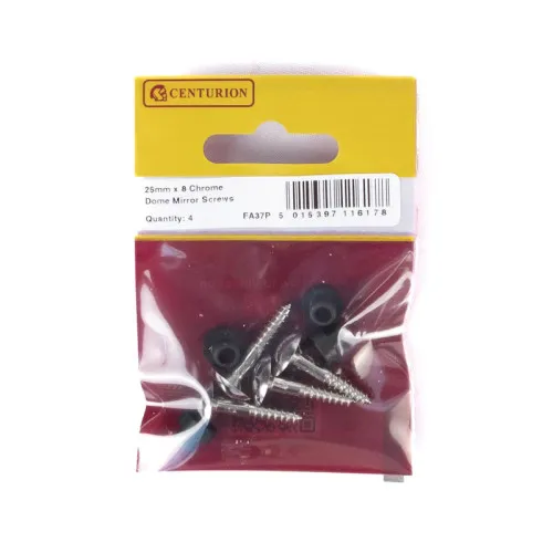 Centurion 25mm x 8 Chromed Dome Mirror Screws  (Pack of 4)