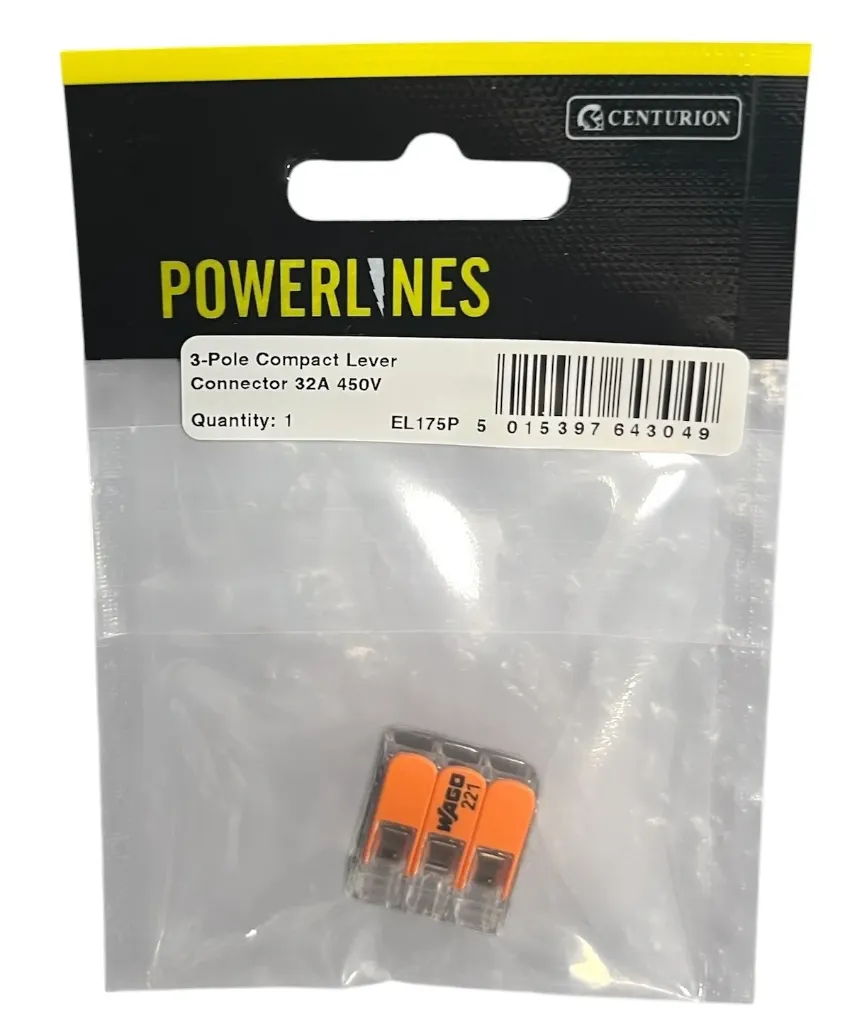 [EL175P] Centurion 3-Pole Compact Splicing Lever Connector - 32A 450V