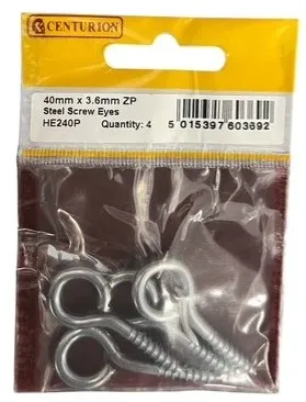 Centurion 40mm Zinc Steel Screw Eyes