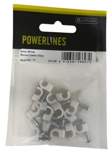 Centurion 5mm White Cable Clips (Pack of 17)
