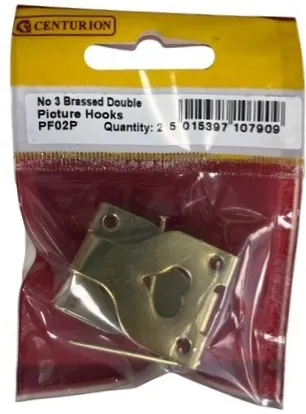 Centurion No 3 Brassed Double Picture Hooks (Pack of 2)