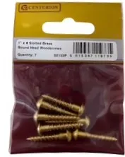[SE122P] Centurion 1" x 8 SC Slotted Brass Round Head Woodscrews  (Pack of 7)