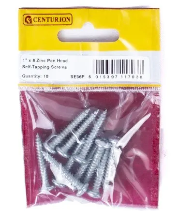 [SE36P] Centurion 1" x 8 Zinc Pan Head Self Tapping Screws  (Pack of 10)