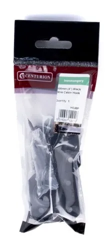 [HE48P] Centurion 100mm (4") Black Wire Cabin Hook