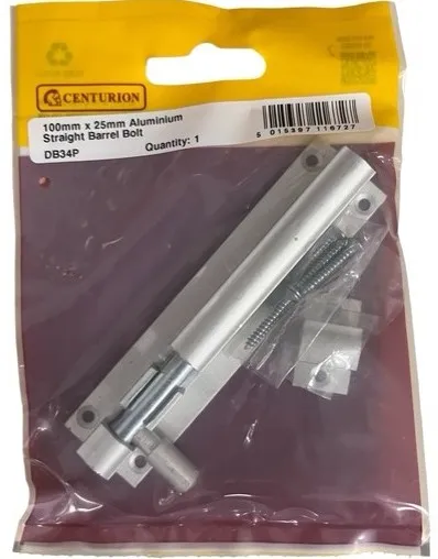 [DB34P] Centurion 100mm x 25mm Aluminium Straight Barrel Bolt