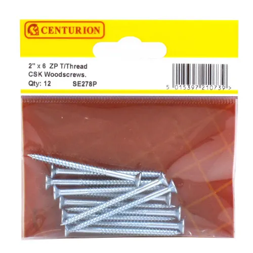 Centurion 2" x 8 ZP Cross Recessed Hardened Twin Thread Woodscrews with Countersunk Head (Pack of 8)