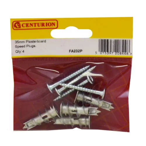 [FA232P] Centurion 35mm Metal Plasterboard Speed Plugs (Pack of 4)