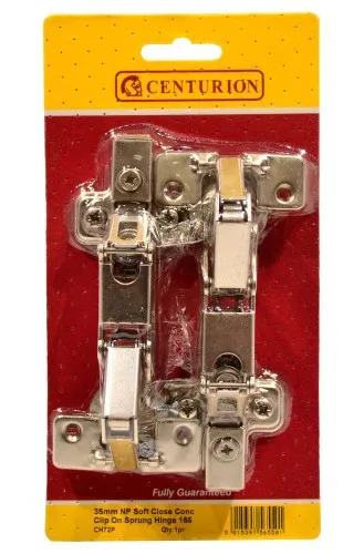 [CH72P] Centurion 35mm NP Soft Close Clip On Sprung Conc Hinge 165 Deg (1 pair)