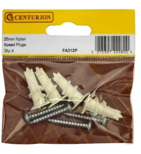 [FA312P] Centurion 35mm Nylon Plasterboard Speed Plugs  (Pack of 4)