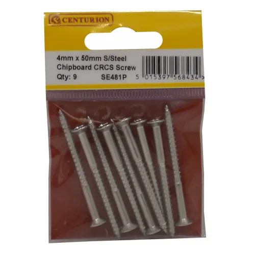 [SE481P] Centurion 4mm x 50mm Stainless Steel Chipboard Screws CRCS Head Countersunk