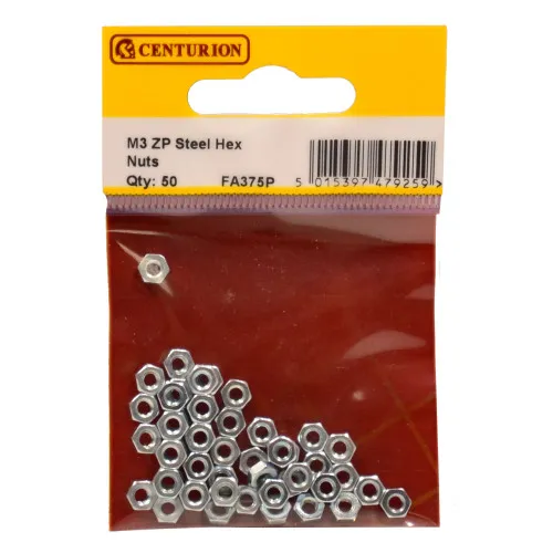 [FA375P] Centurion M3 ZP Steel Hex Nuts (Pack of 50)