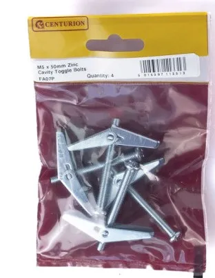 [FA07P] Centurion M5 x 50mm ZP Cavity Toggle Bolt  (Pack of 4)