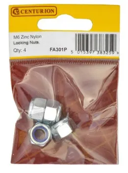 [FA301P] Centurion M6 ZP Nylon Locking Nuts  (Pack of 4)