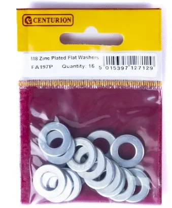 [FA197P] Centurion M8 Zinc Flat Washers  (Pack of 15)